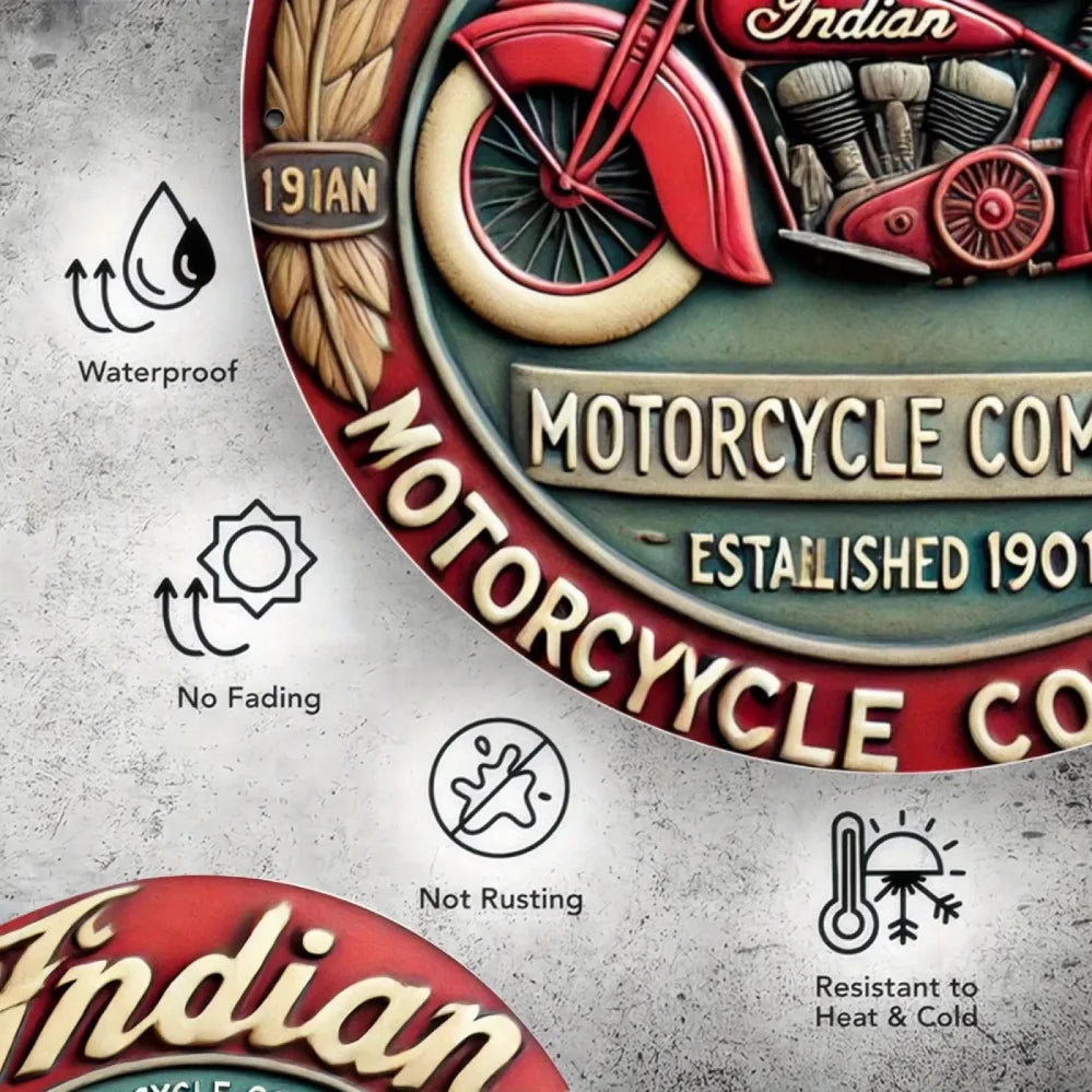 Party Decor: Artistic Foil Wall Decoration with a Red Motorcycle Design from an Indian Antique Motorcycle Company