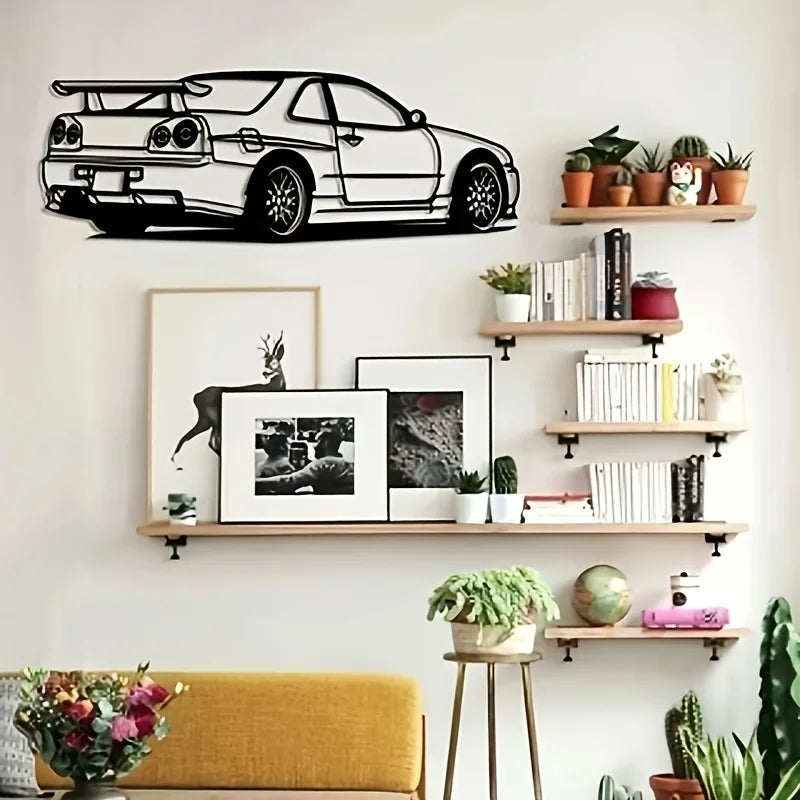 Room Decor: R Model Car Metal Wall Art - Perfect Accent for Home, Office, or Kids' Room, Ideal for Themed Parties, Wall Art