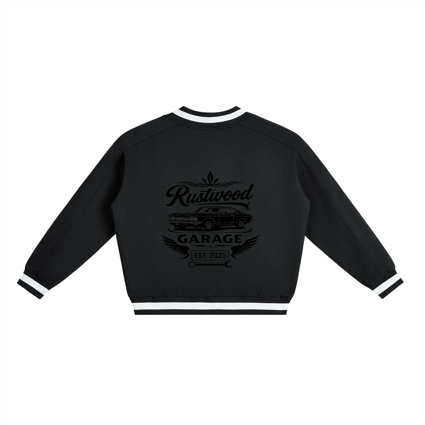 Classic Garage Logo -  V-Neck Contrast Collar Boxy Sweatshirt