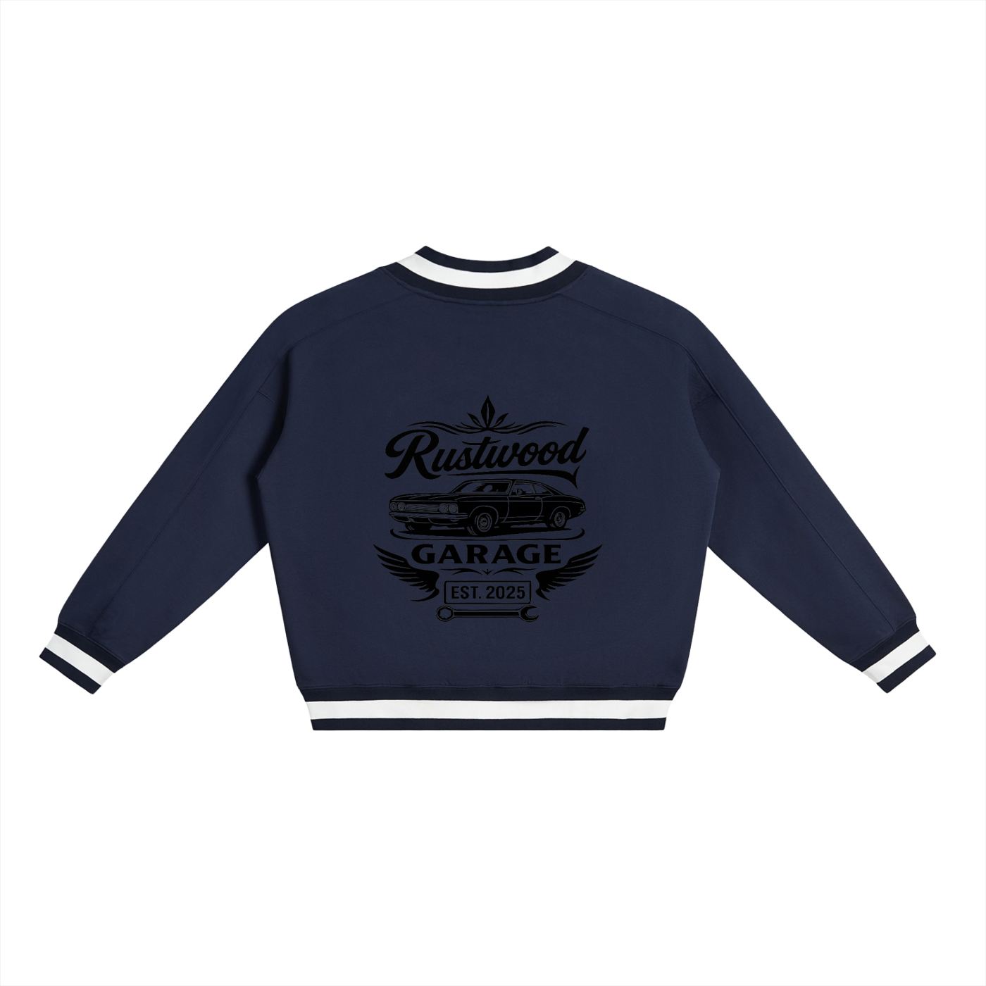 Classic Garage Logo -  V-Neck Contrast Collar Boxy Sweatshirt