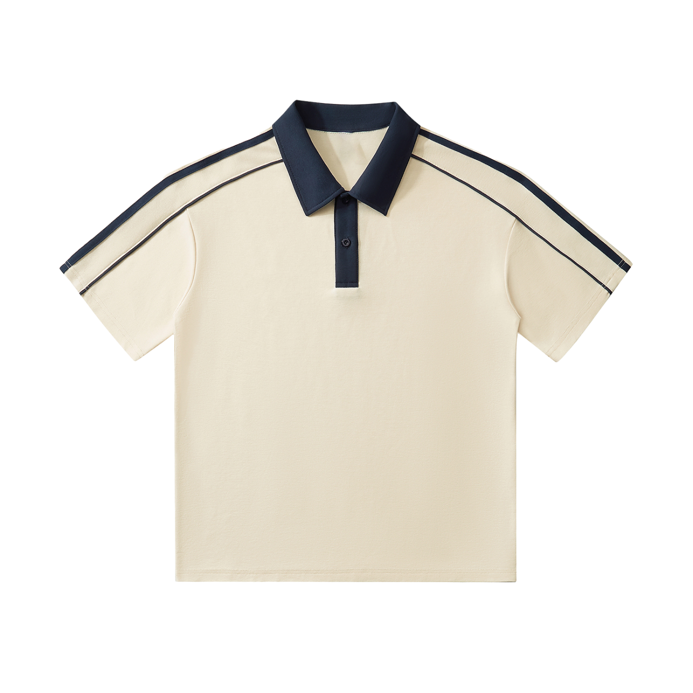 (BLANK) - Contrast Collar Short-Sleeve Polo Shirt