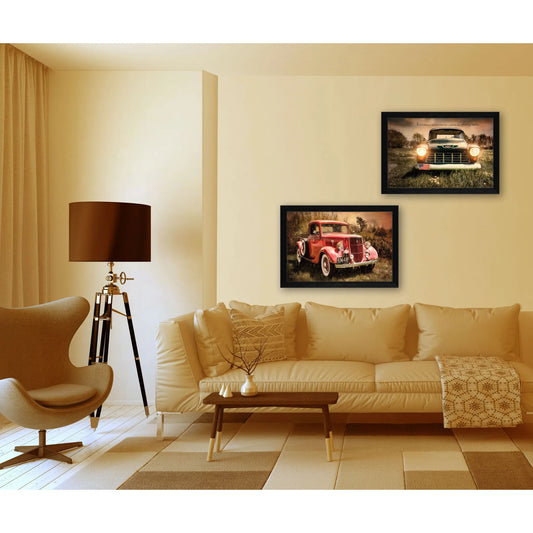 Vintage Trucks HMS Set of Two Black Framed Wall Art Home Decor Print