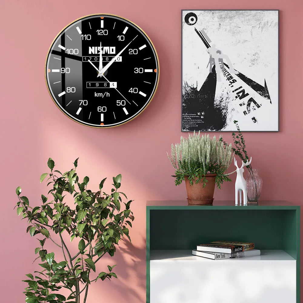 Racing Car Speedometer Decorative Wall Clock For Man Cave Garage Decor Retro Motorsports Guage Design Driving Artwork Wall Watch
