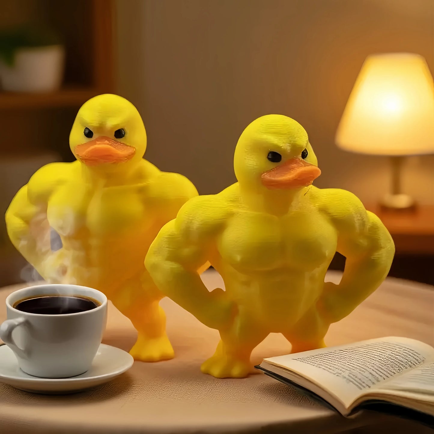 Add Humor with a Muscular Duck Decor! This Detailed, Durable Plastic Duck is a Playful Ornament for Desk, Garden, or as a Gift.