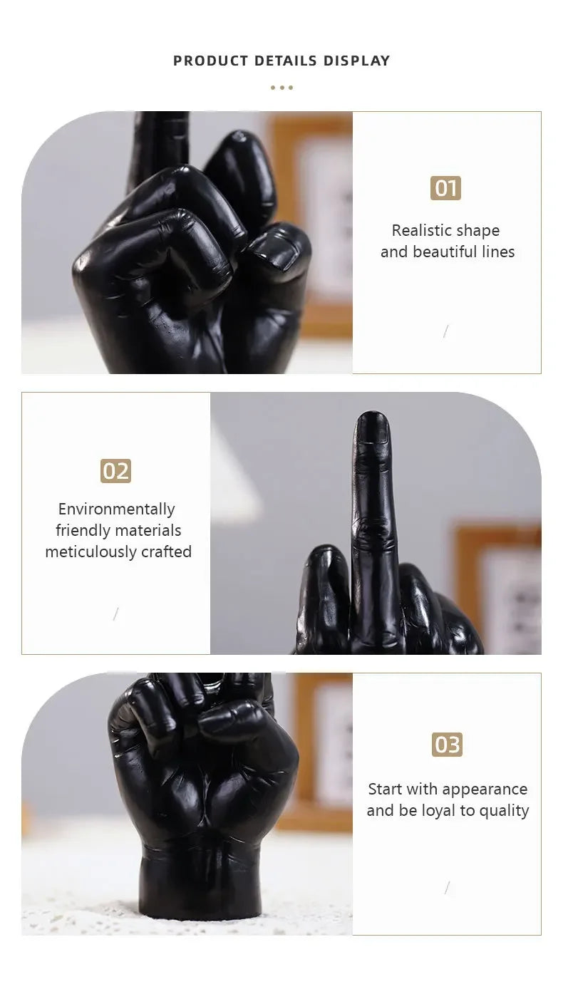 Home Decoration Desktop Living Room Entrances Trendy Play Resin Crafts Cute Middle Finger Ins Style Room Decor Hip Hop