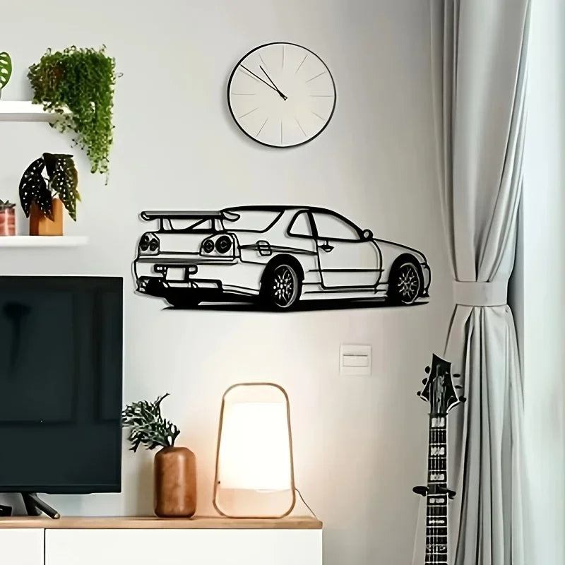 Room Decor: R Model Car Metal Wall Art - Perfect Accent for Home, Office, or Kids' Room, Ideal for Themed Parties, Wall Art