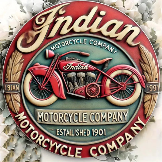 Party Decor: Artistic Foil Wall Decoration with a Red Motorcycle Design from an Indian Antique Motorcycle Company