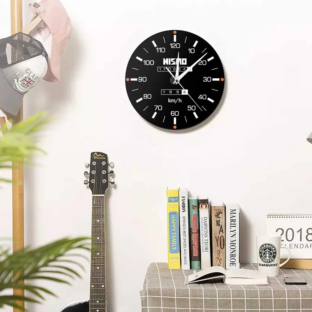 Racing Car Speedometer Decorative Wall Clock For Man Cave Garage Decor Retro Motorsports Guage Design Driving Artwork Wall Watch