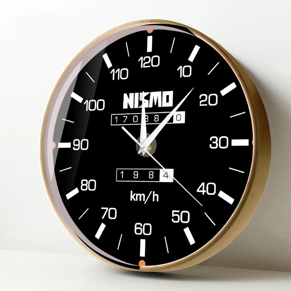 Racing Car Speedometer Decorative Wall Clock For Man Cave Garage Decor Retro Motorsports Guage Design Driving Artwork Wall Watch
