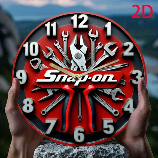 Vintage-Infused Wall Clock Shaped Iron Decor - Distressed Metal Painting with Ornate Details, Elevates Living, Dining & Bedroom