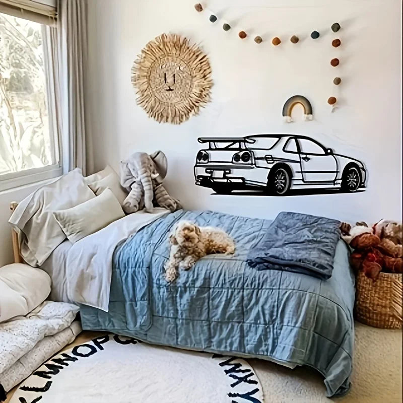 Room Decor: R Model Car Metal Wall Art - Perfect Accent for Home, Office, or Kids' Room, Ideal for Themed Parties, Wall Art