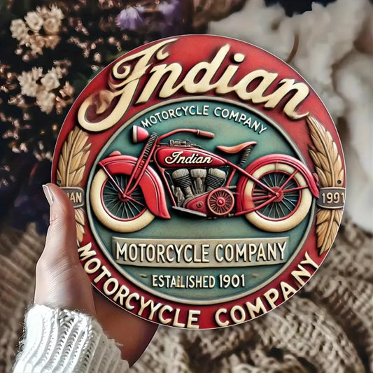 Party Decor: Artistic Foil Wall Decoration with a Red Motorcycle Design from an Indian Antique Motorcycle Company