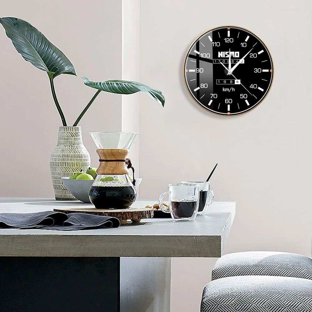 Racing Car Speedometer Decorative Wall Clock For Man Cave Garage Decor Retro Motorsports Guage Design Driving Artwork Wall Watch