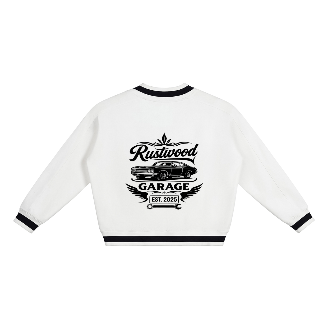 Classic Garage Logo -  V-Neck Contrast Collar Boxy Sweatshirt