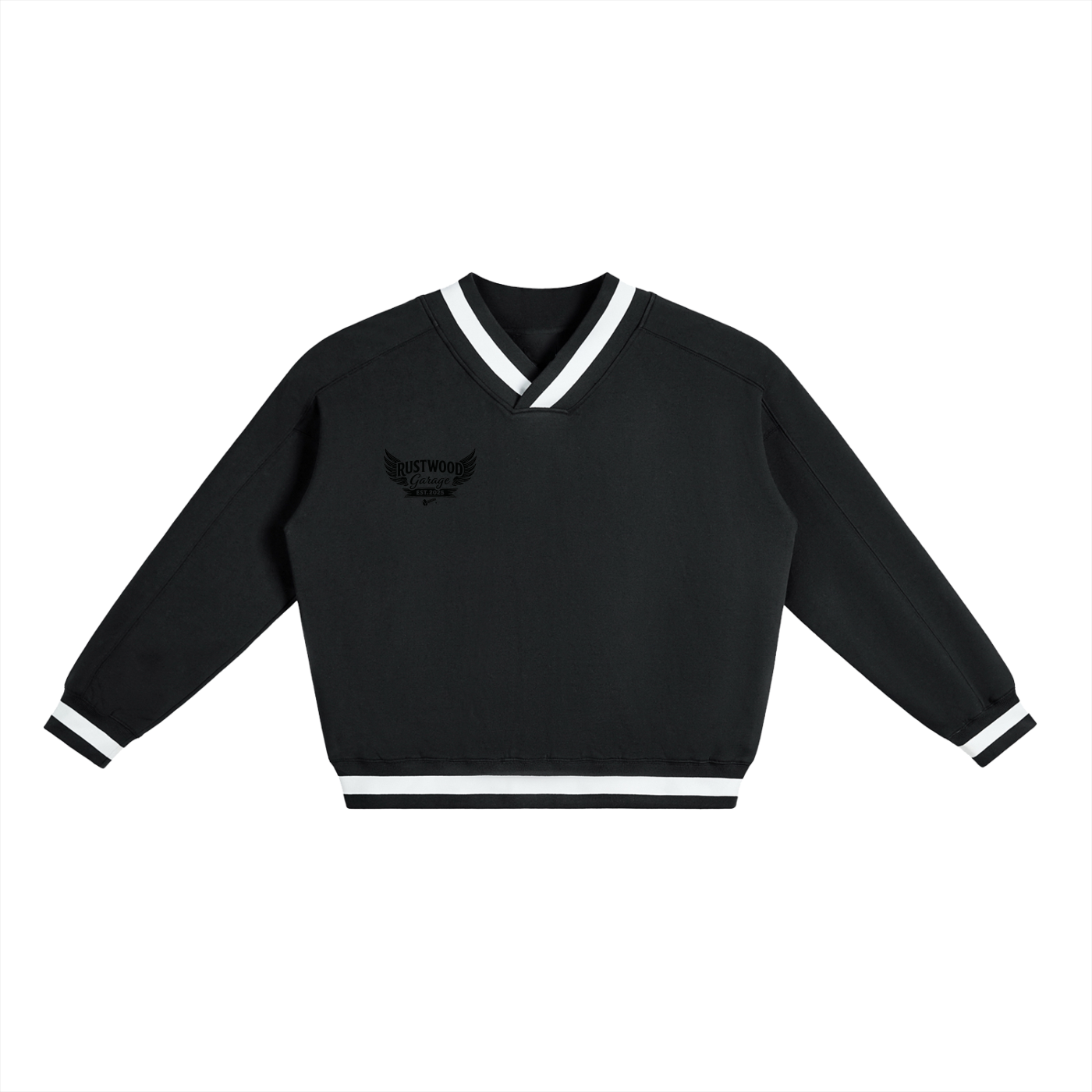 Classic Garage Logo -  V-Neck Contrast Collar Boxy Sweatshirt
